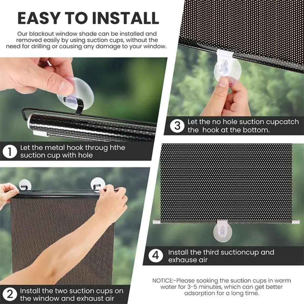 No-Drill Blackout Roller Blind | Suction Cup Window Shade Blackout Roller Blind Axl