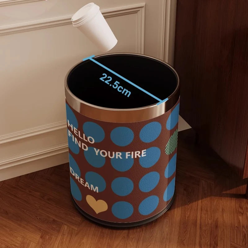 Retro Stainless Steel Trash Can – 10L Open Top Waste Bin Stainless Steel Bin Axl