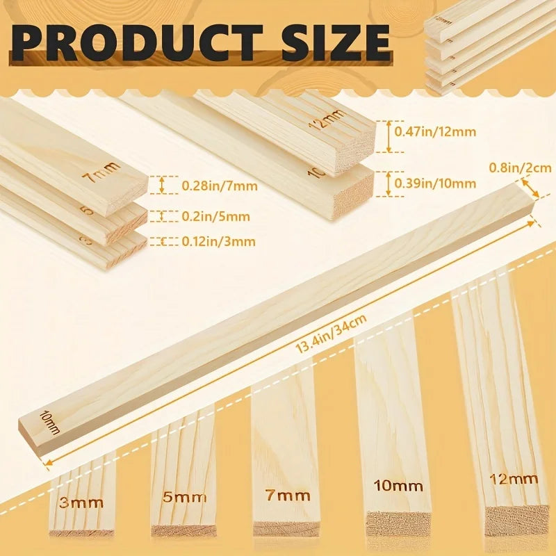 Wooden Clay Rolling Pin Guides – 10-Piece Thickness Strips, 5 Sizes Clay Crafting Tools Axl