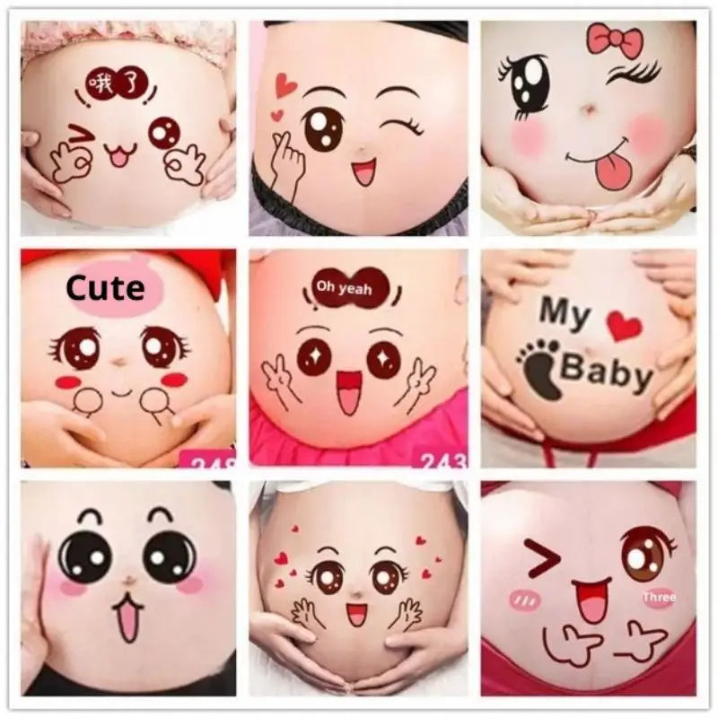 Maternity Belly Stickers 9pcs – Funny Pregnancy Bump Decals Pregnancy Photo Props Axl