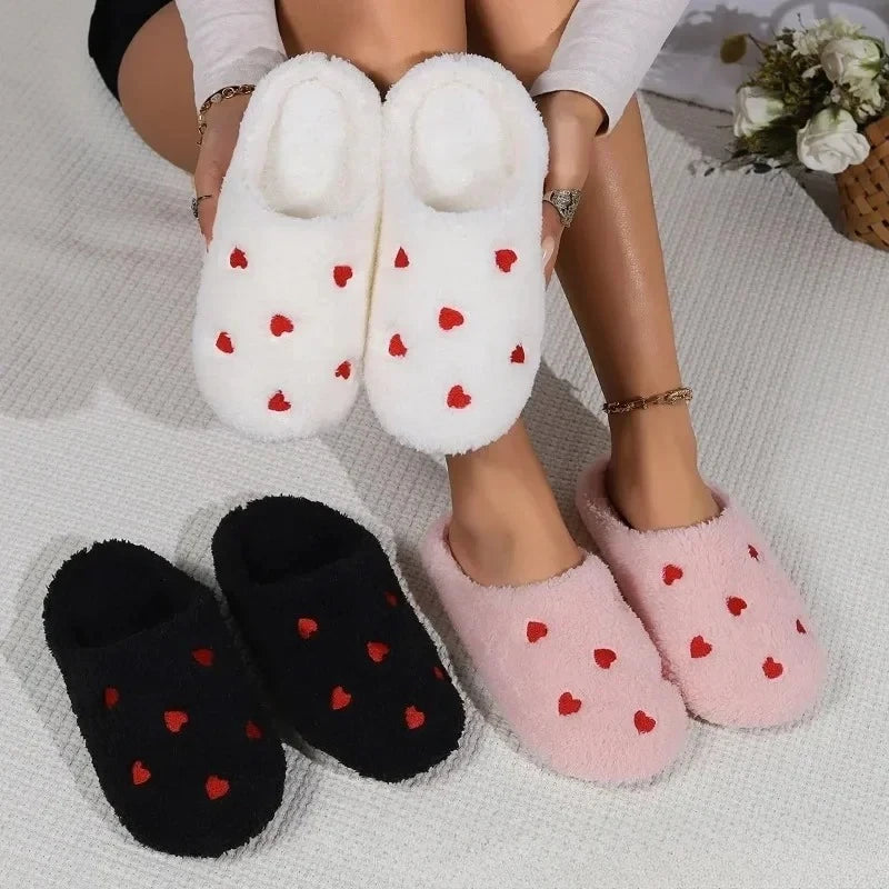 Women's Heart-Shaped Indoor Slippers – Soft Silent Winter Shoes Indoor Slippers Axl