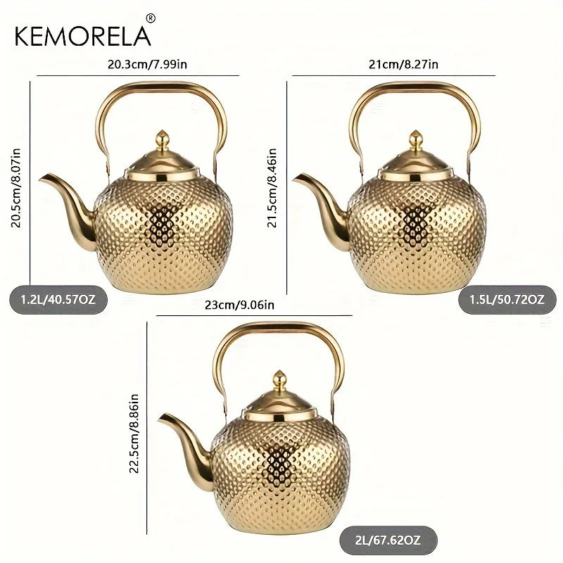 KEMORELA Stainless Steel Tea Kettle with Filter | 1.2–2L Stovetop Tea Kettle Axl