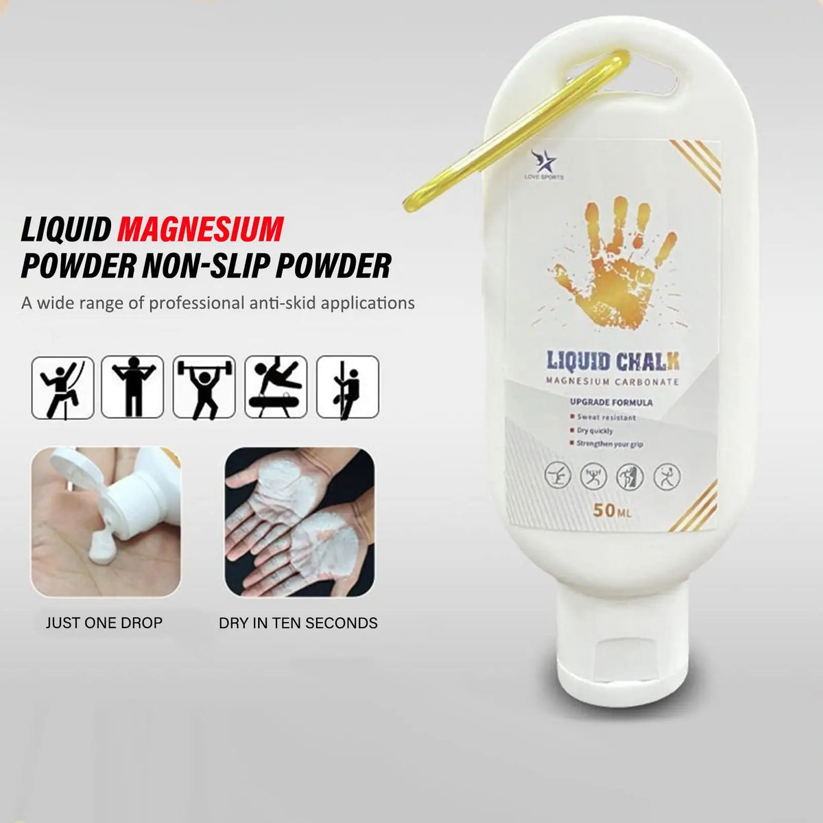 Liquid Chalk Grip 50/100/200ml – Gym, Climbing & Pole Dance Liquid Chalk Grip Axl