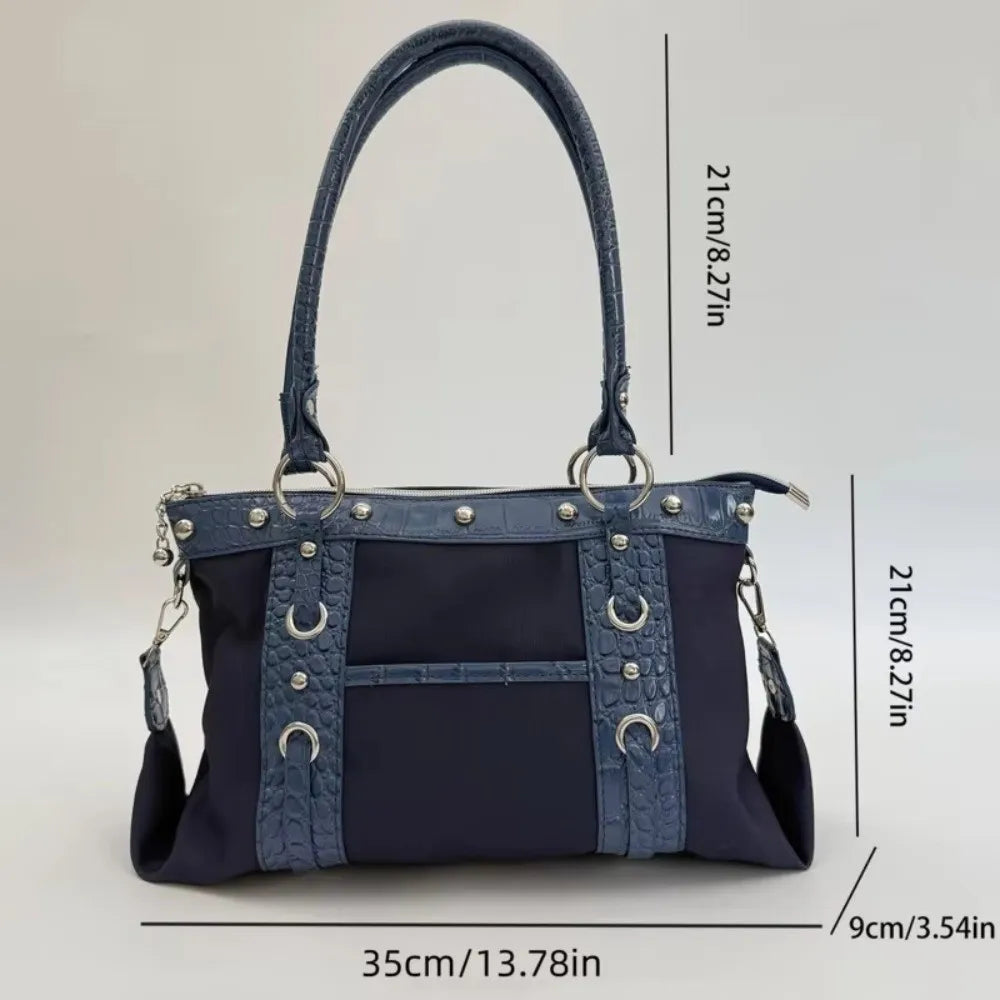 Y2K Patchwork Shoulder Bag – Large Canvas Tote for Women Shoulder Tote Bag Axl