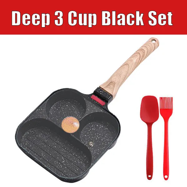 4-Cup Nonstick Egg Frying Pan with Lid | Omelet Skillet Nonstick Egg Pan Axl Deep 3 Cup Black Set