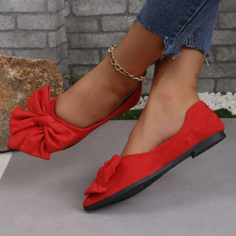 Women's Pointed Toe Bow Flat Loafers | Casual Slip-On Flats Women's Flat Loafers Axl