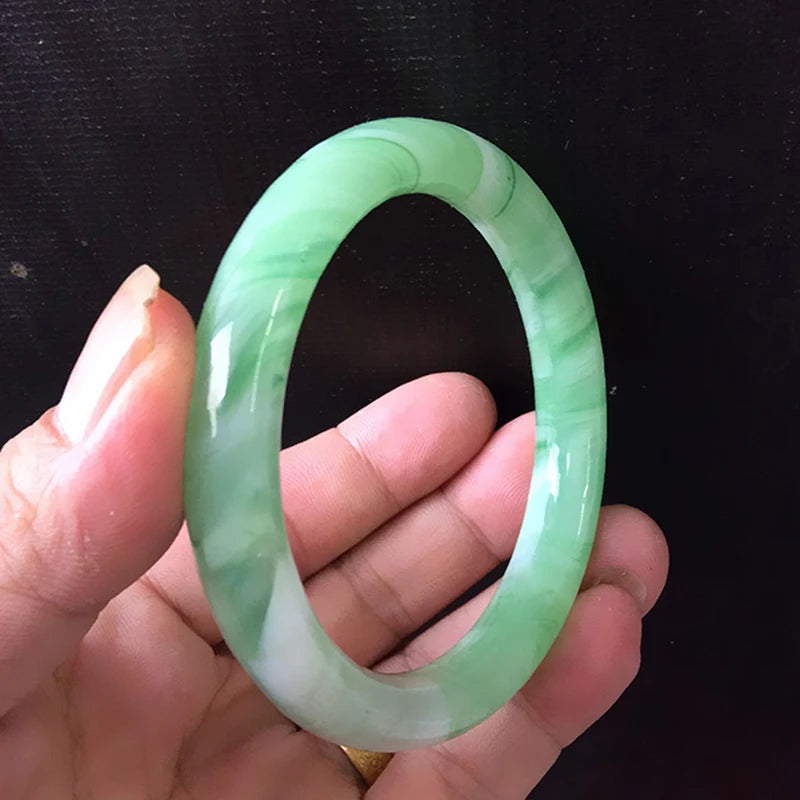 Imitation Jade Glass Bracelet – Green Vintage Bangle for Women Bangle Bracelet Axl