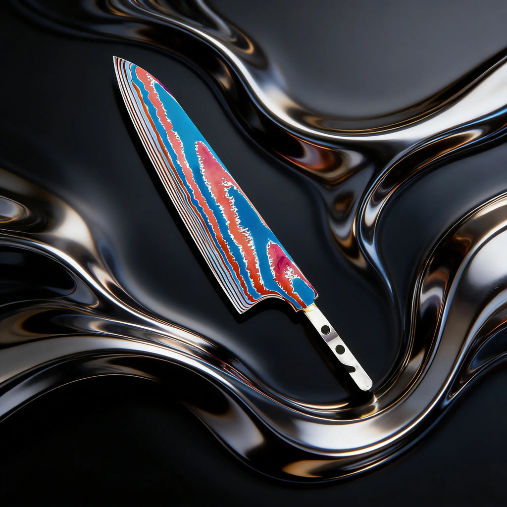 Damascus Titanium Kitchen Knife Blade – DIY Replacement Kitchen Knife Blade Axl Chef Blade