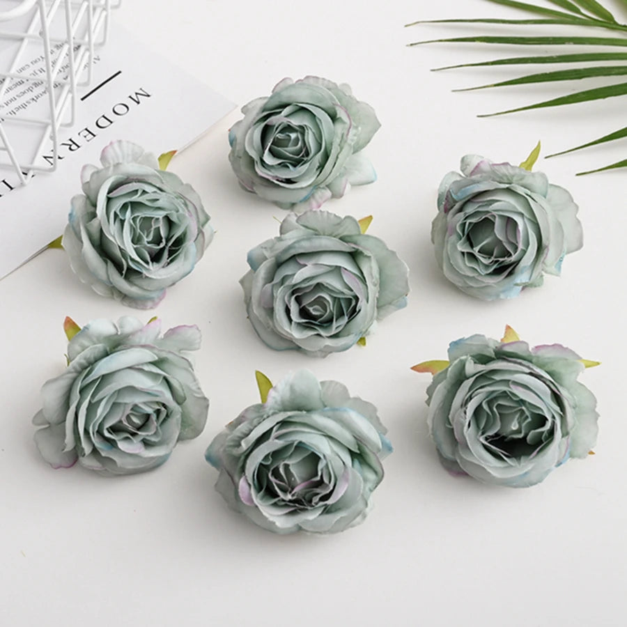 Silk Rose Flower Heads 10 Pcs – Wedding, Wreath & DIY Crafts Artificial Silk Flowers Axl Color 15 10 Pieces