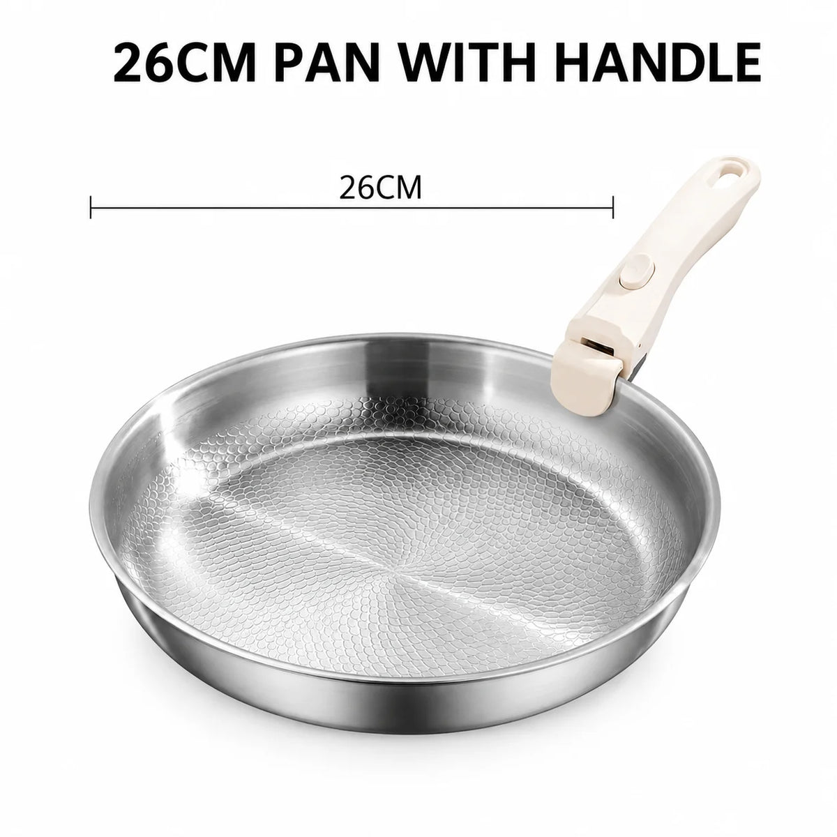 Detachable Handle Frying Pan – 3-Ply Stainless Steel Skillet Stainless Steel Skillet Axl 26cm with Handle