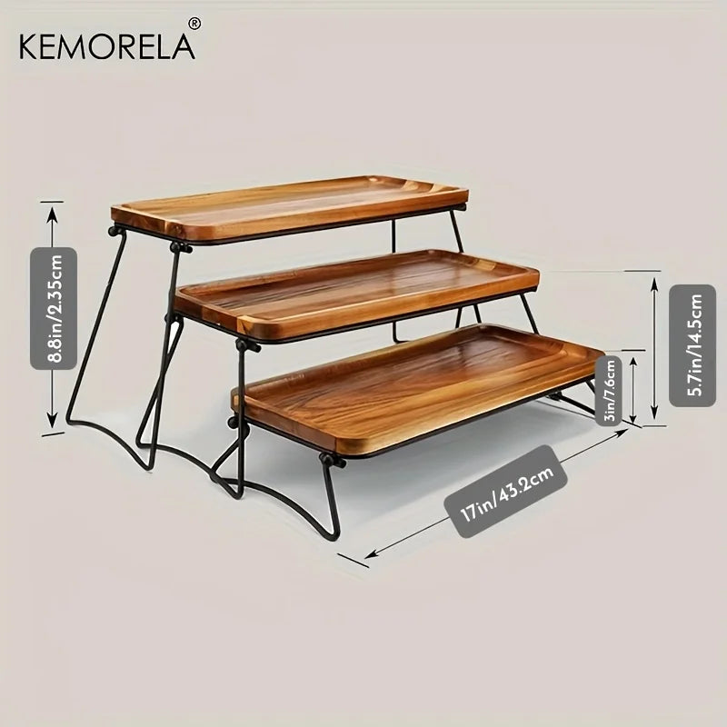 KEMORELA 3-Tier Acacia Wood Cupcake & Dessert Stand Tiered Dessert Stand Axl