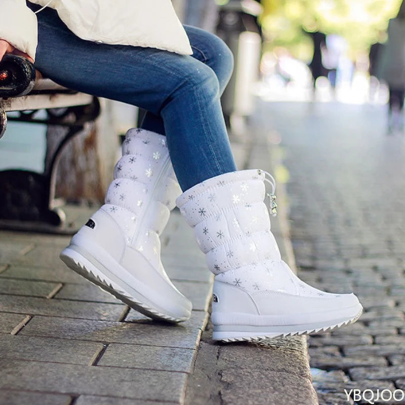 Women's Waterproof Non-Slip Plush Mid-Calf Snow Boots Women's Snow Boots Axl
