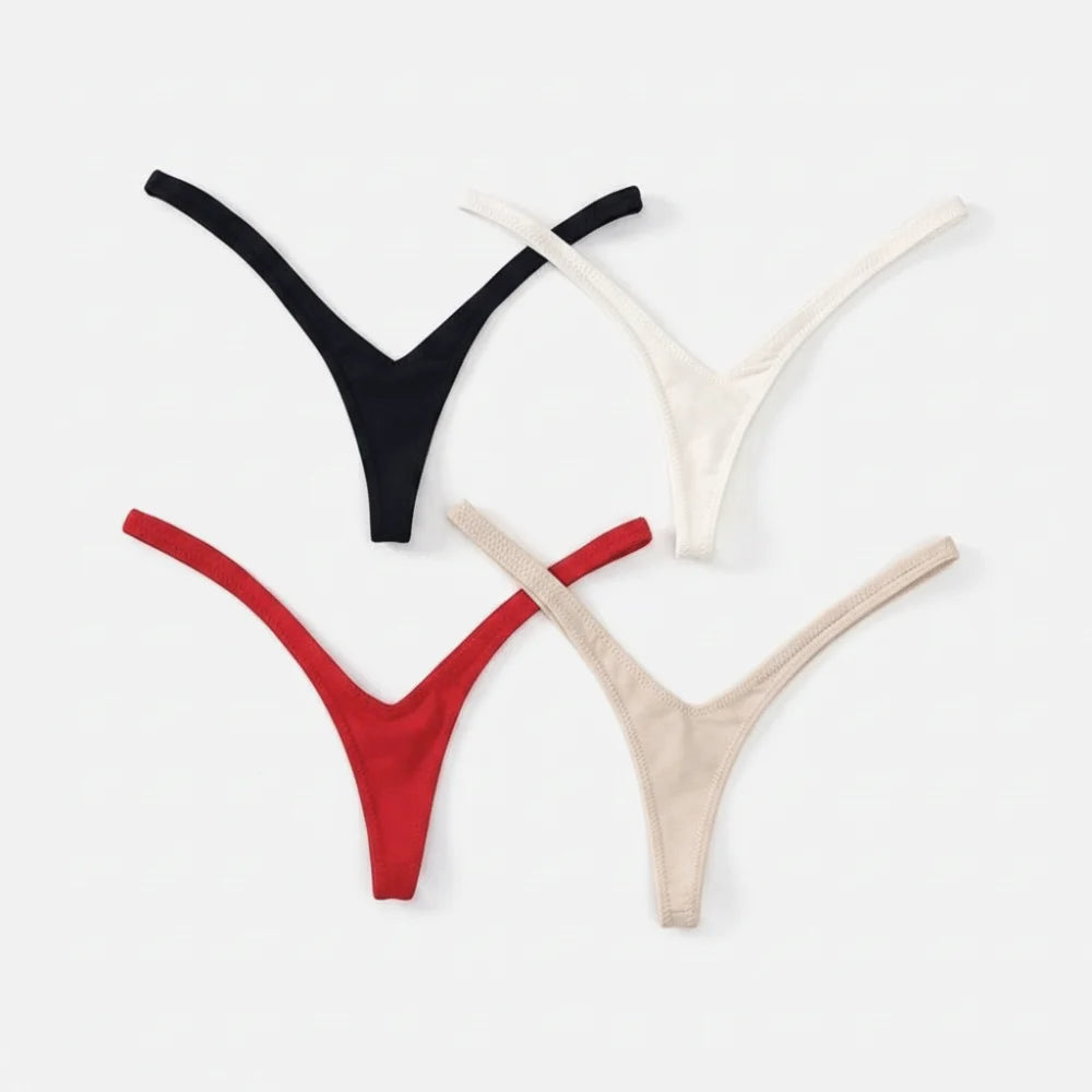 Women's Deep V Thong Panties – Cotton Lace Low Waist Bikini Women's Thong Panties Axl