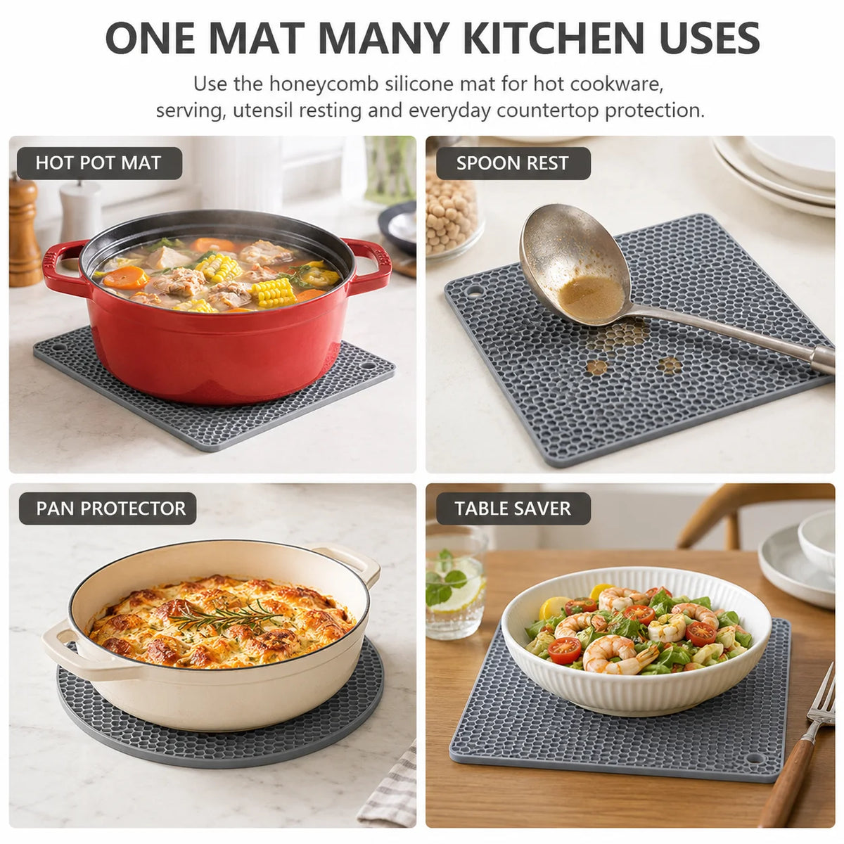 2-Pack Silicone Trivet Mats – Heat Resistant Non-Slip Pot Holders Silicone Trivet Mats Axl