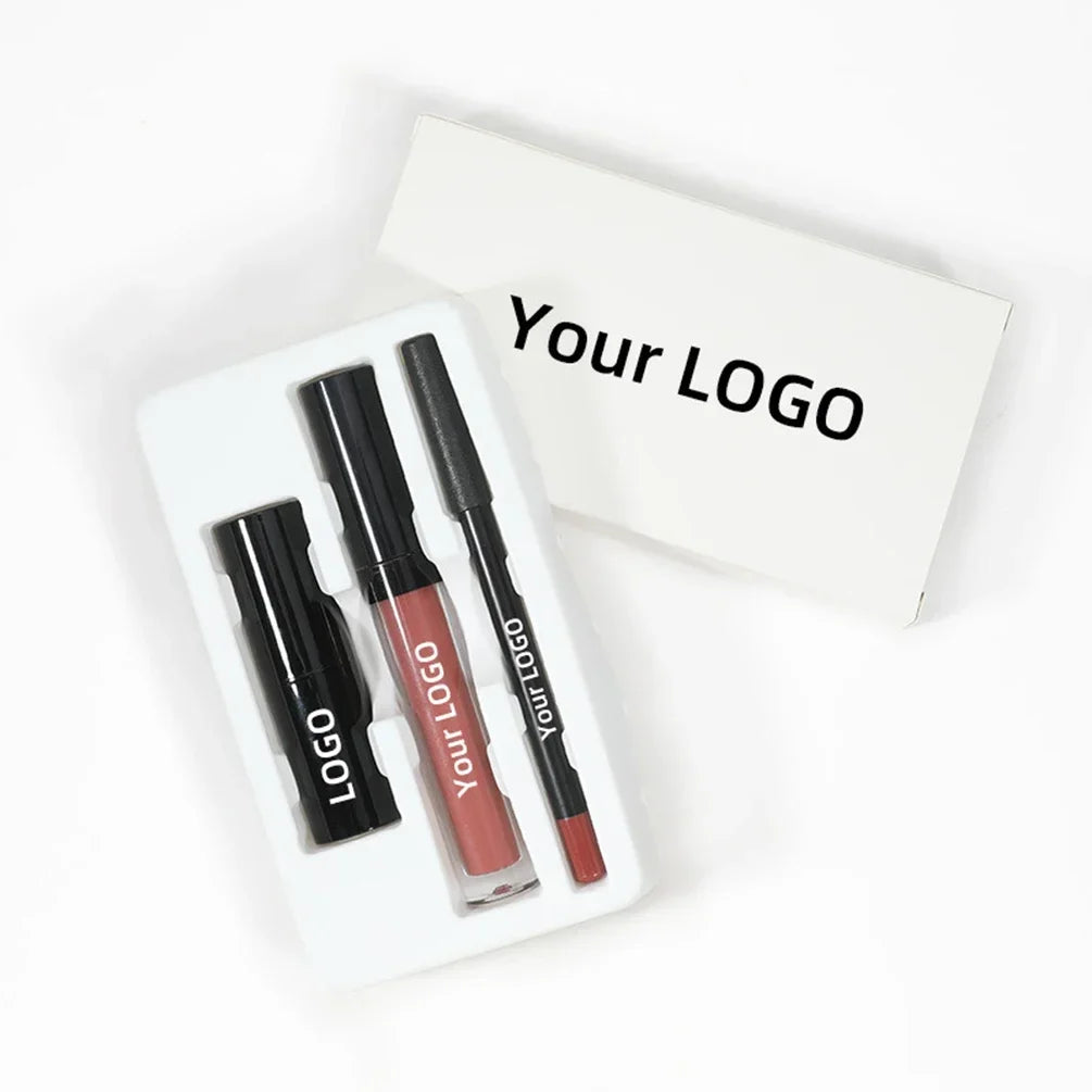 3-Piece Private Label Lip Kit – Liner, Matte Lipstick & Gloss Lip Makeup Set Axl
