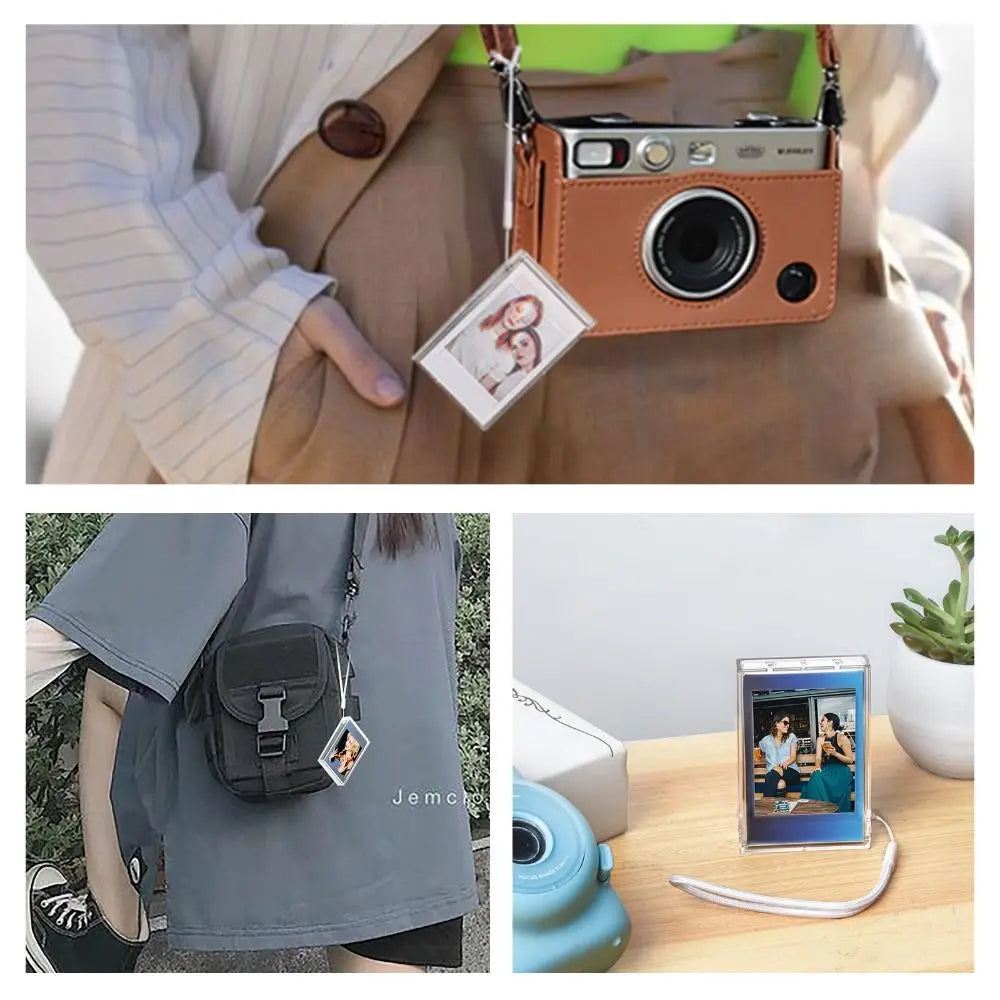 Clear Instax Mini Photo Storage Box with Strap | 3-Inch Case Photo Storage Case Axl
