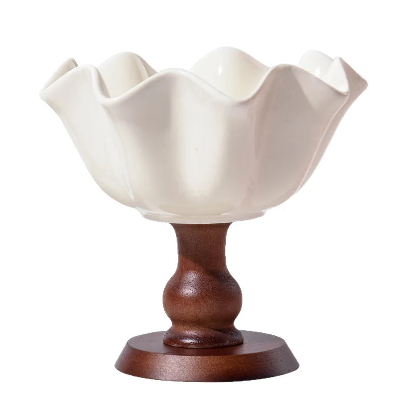 Retro High-Footed Ceramic Decorative Bowl – Modern Desk Decor Decorative Ceramic Bowl Axl