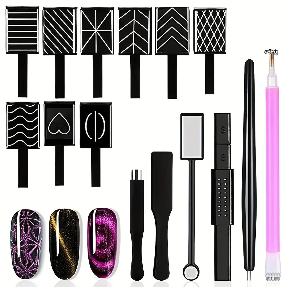 Cat Eye Nail Magnet Set – Nail Art Magnet Tool Kit Nail Art Magnet Axl 15pcs