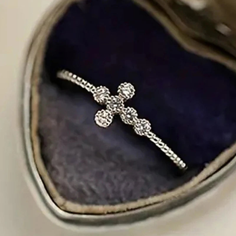 Huitan Cross Ring Women – CZ Pavé Gold & Silver Fashion Ring Fashion Ring Axl