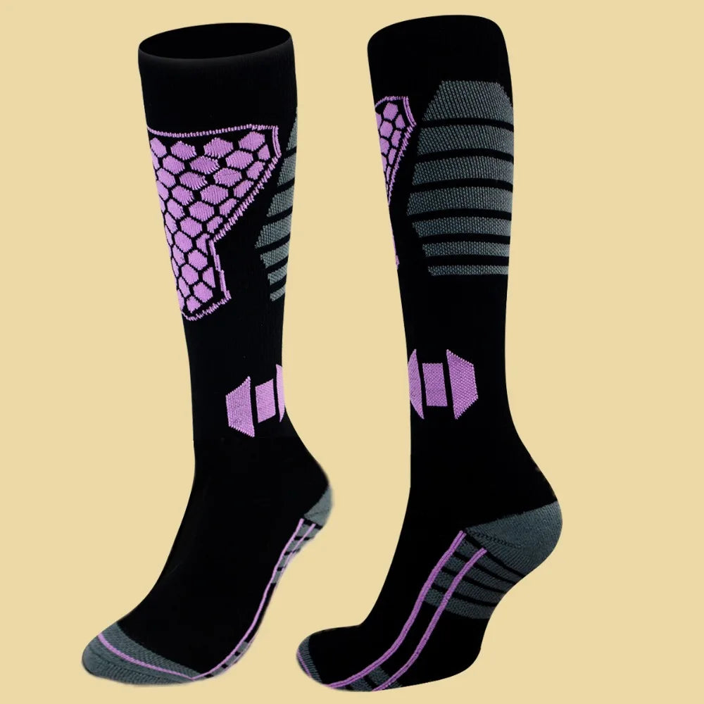 Thermal Ski Socks – Anti-Slip Moisture-Wicking Winter Sport Thermal Ski Socks Axl Black Purple