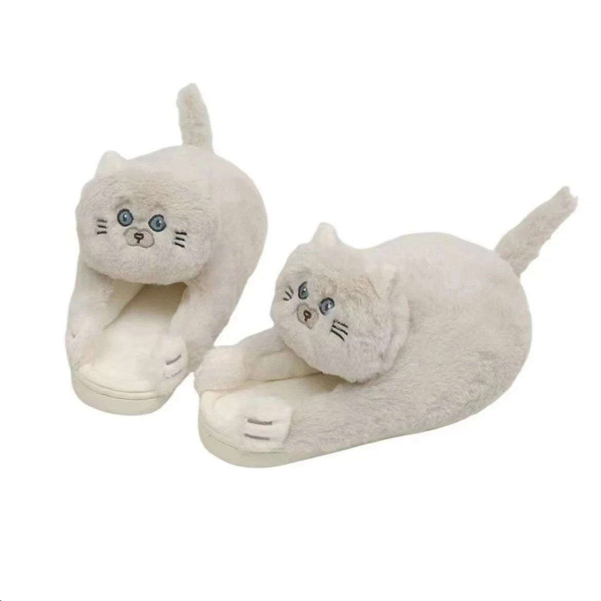Women's Fluffy Fur Slippers – Warm Cosy Indoor House Shoes Fluffy House Slippers Axl Beige CN36-42