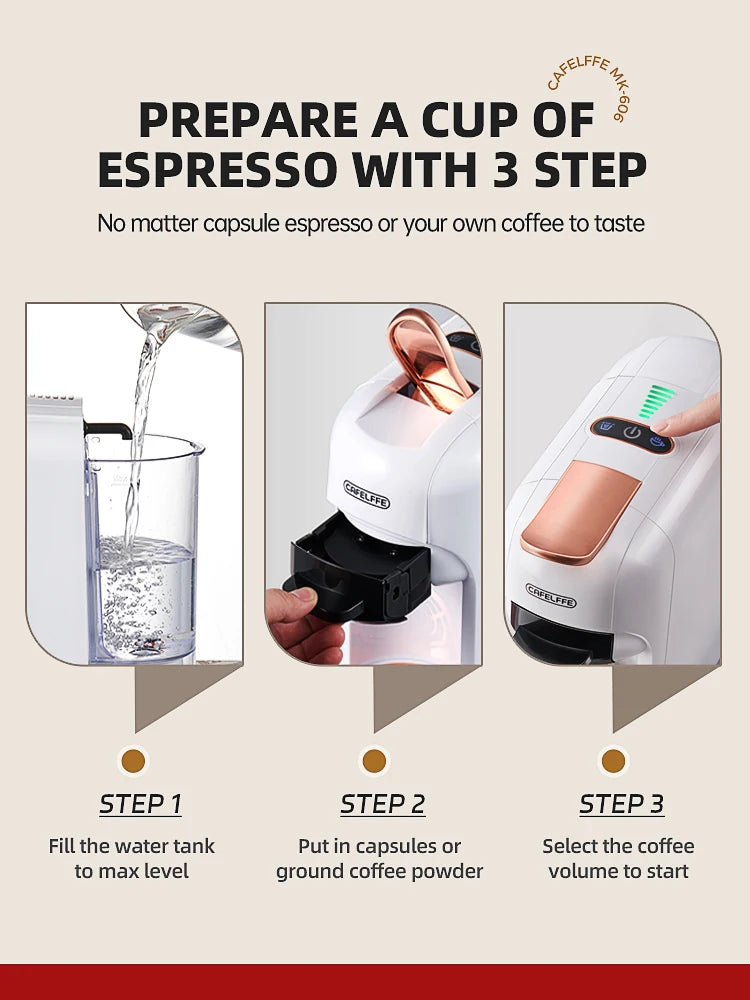 Cafelffe 5-in-1 Capsule Coffee Machine 19 Bar Hot & Cold Capsule Coffee Machine Axl