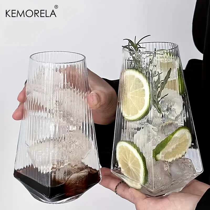 KEMORELA 500ml Geometric Highball Glass | Modern Cocktail Glass Highball Glass Axl 2PCS 500ml