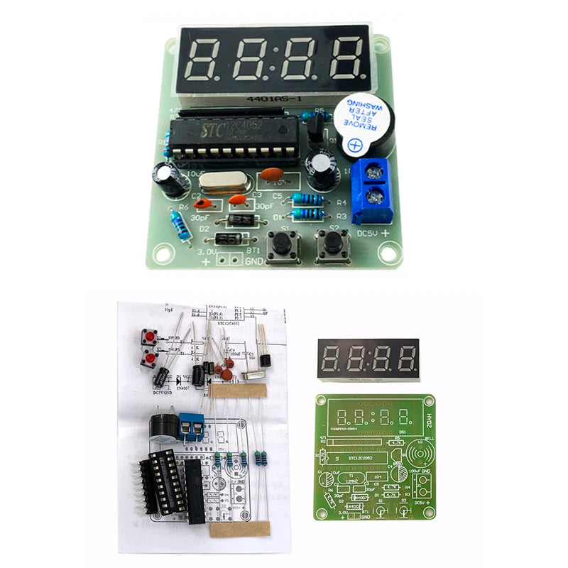 DIY 4-Digit LED Tube Clock Soldering Kit – DC 3.7V–5.5V DIY Electronics Kit Axl