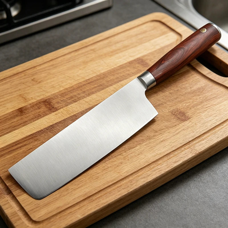 Nakiri Chef Knife – Carbon Steel Blade & Wood Handle Chef Kitchen Knife Axl