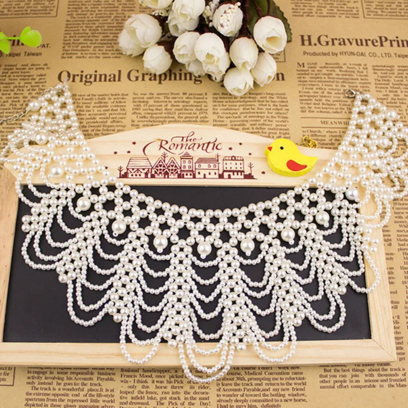 Pearl Beaded Lace Detachable Collar Necklace for Wedding Dress Detachable Collar Necklace Axl