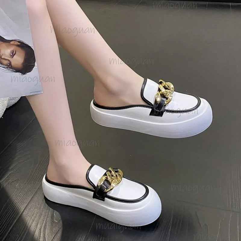 Women's 4CM Platform Chain Slides – Non-Slip Fashion Slippers Platform Slippers Axl