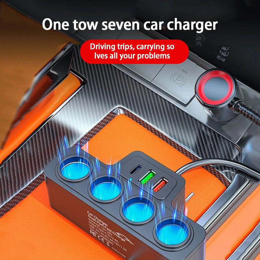 120W 4-Port USB & Type-C Fast Car Charger – Multi-Device Car Charger Axl
