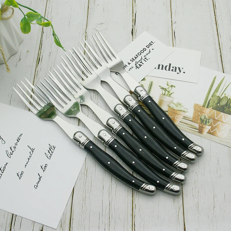 6-Piece Laguiole Stainless Steel Cutlery Set – Spoons & Forks Flatware Cutlery Set Axl