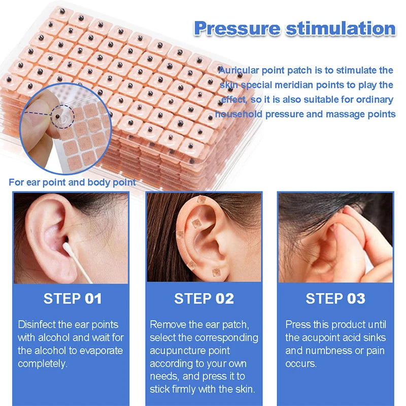 300 Ear Acupressure Seed Bead Stickers – Needle-Free Massage Ear Acupressure Stickers Axl