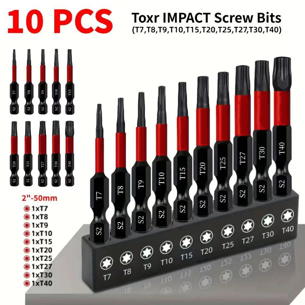 10-Pc 50mm Hex & Star Screwdriver Bit Set with Organizer Screwdriver Bit Set Axl
