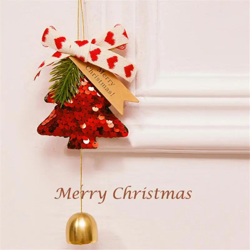 Plush Christmas Bell Pendant – Nordic Style Xmas Tree Ornament Christmas Tree Ornament Axl Red glitter 1PC