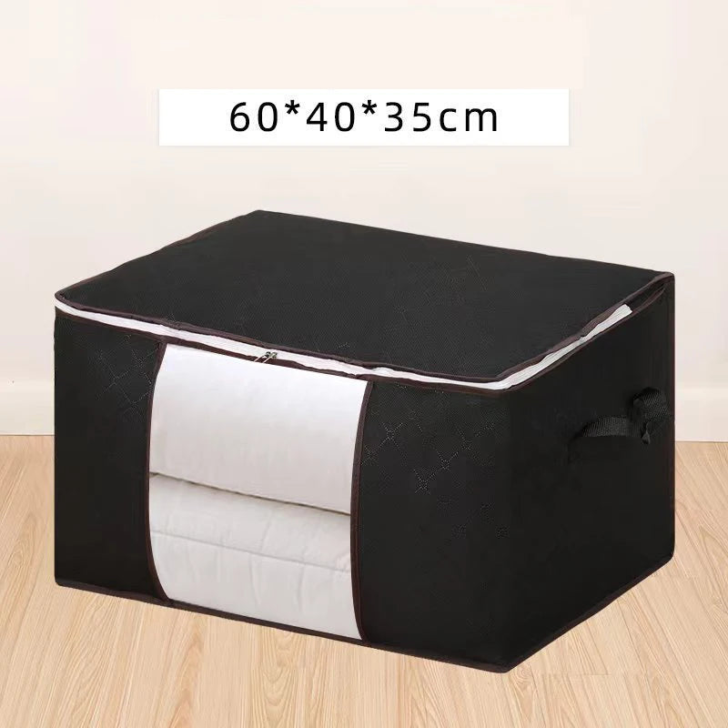 Foldable Quilt & Bedding Storage Bag – Large Non-Woven Organizer Bedding Storage Bag Axl Black 1pcs
