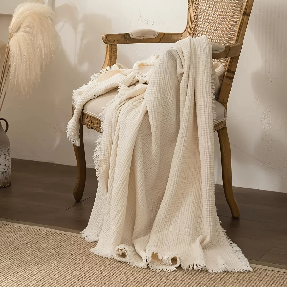 4-Layer Muslin Cotton Throw Blanket – Breathable & Lightweight Cotton Throw Blanket Axl