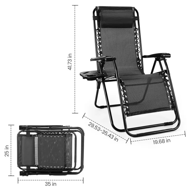 Zero Gravity Recliner Chair – Foldable Outdoor Lounge with Tray Outdoor Lounge Chair Axl