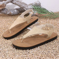UXST Women's Clip-Toe Roman Flat Sandals | Large Size Beach Women's Flat Sandals Axl Beige 40
