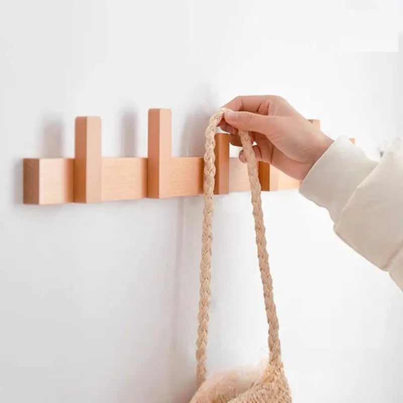 Wooden Wall-Mounted Coat Rack – 8-Hook Pine Clothes Hanger Wall-Mounted Coat Rack Axl
