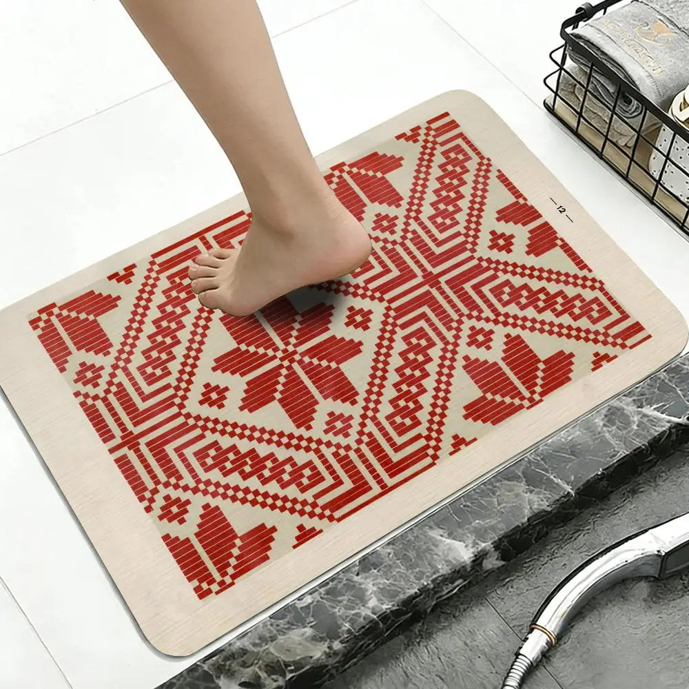 Swedish Folk Art Diatomite Bath Mat – Quick Dry & Non-Slip Diatomite Bath Mat Axl
