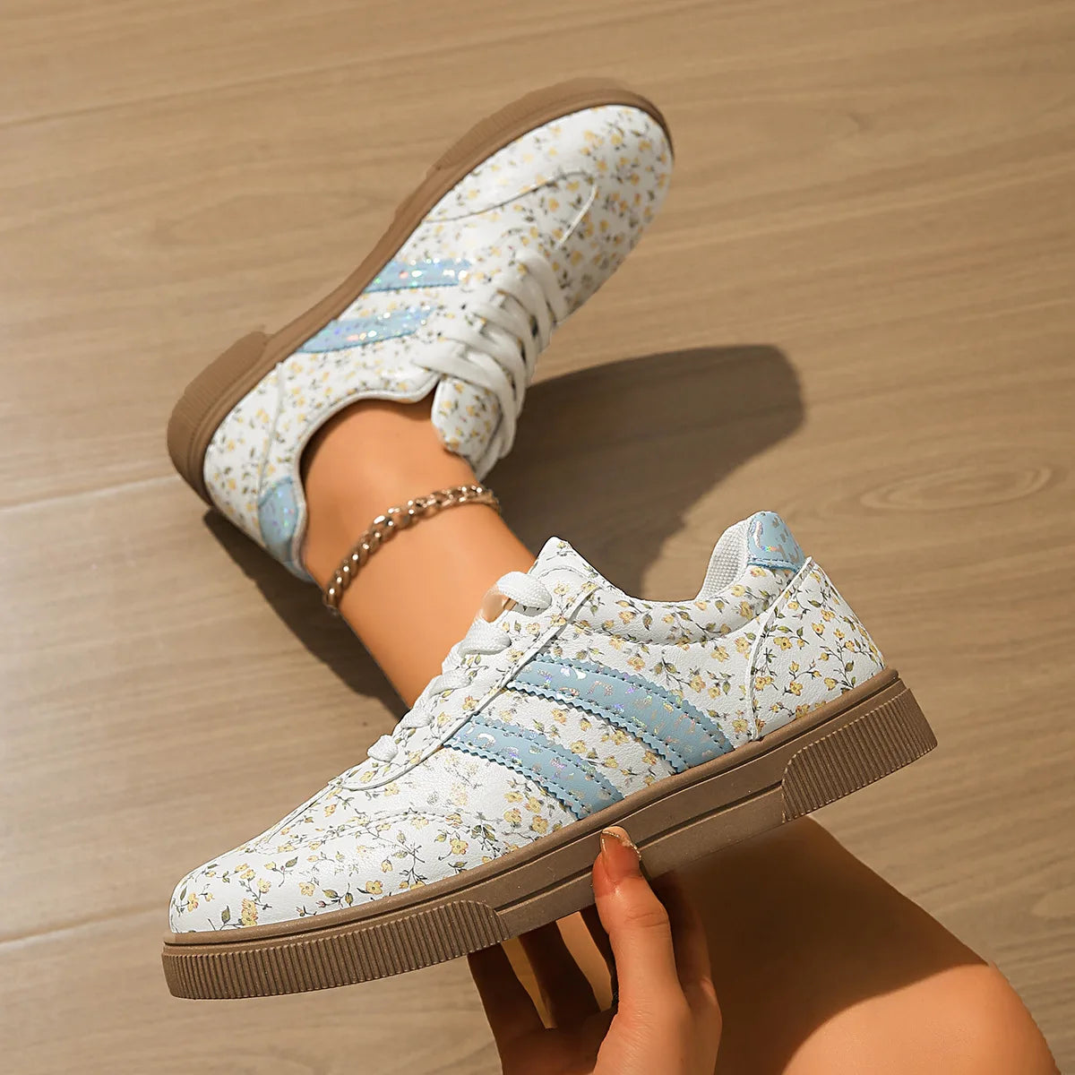 Women's Floral Lightweight Sneakers – Breathable Casual Shoes Women's Sneakers Axl