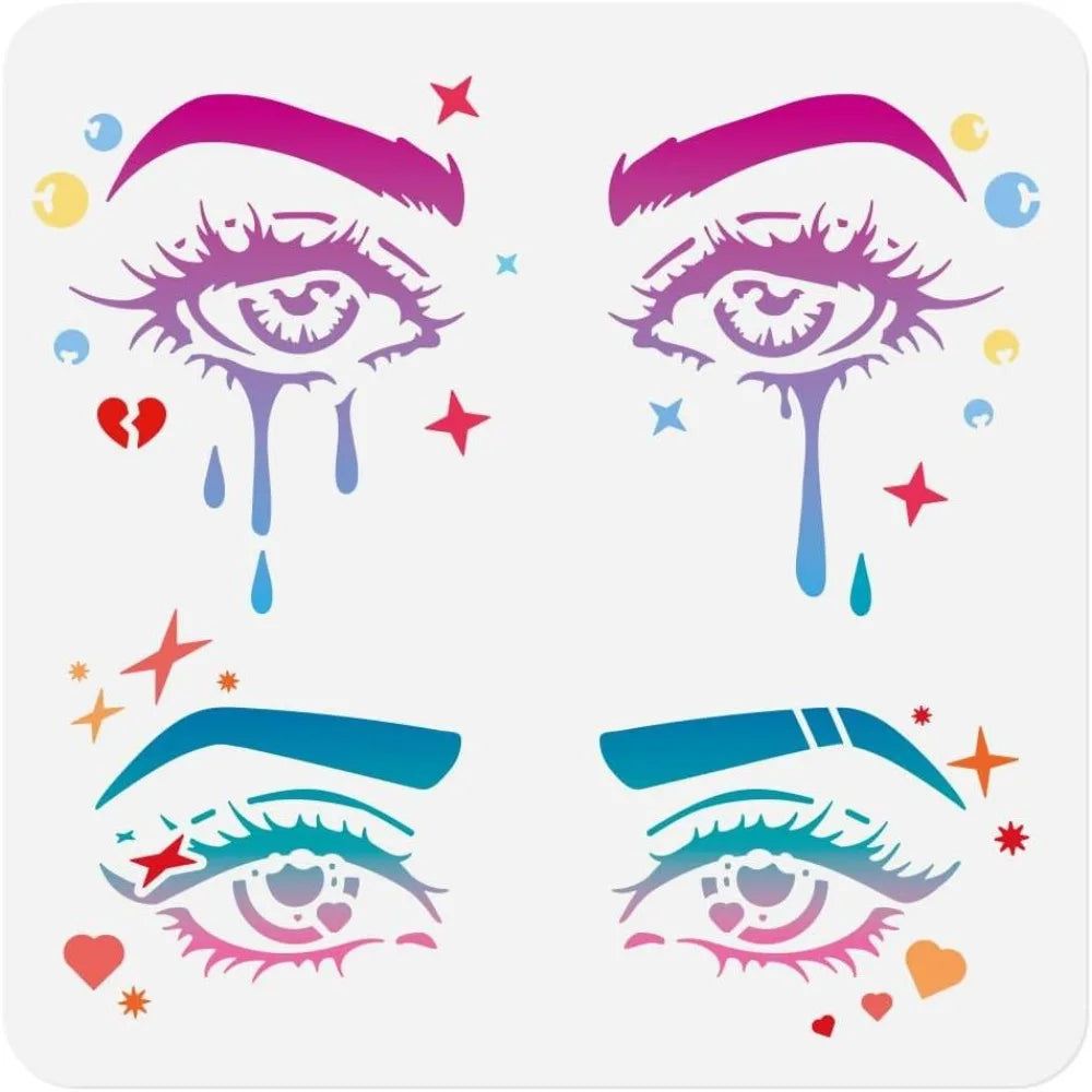 Reusable Eyes & Eyebrow Painting Stencil 11.8" – PET Template Craft Painting Stencil Axl AECH04-19376