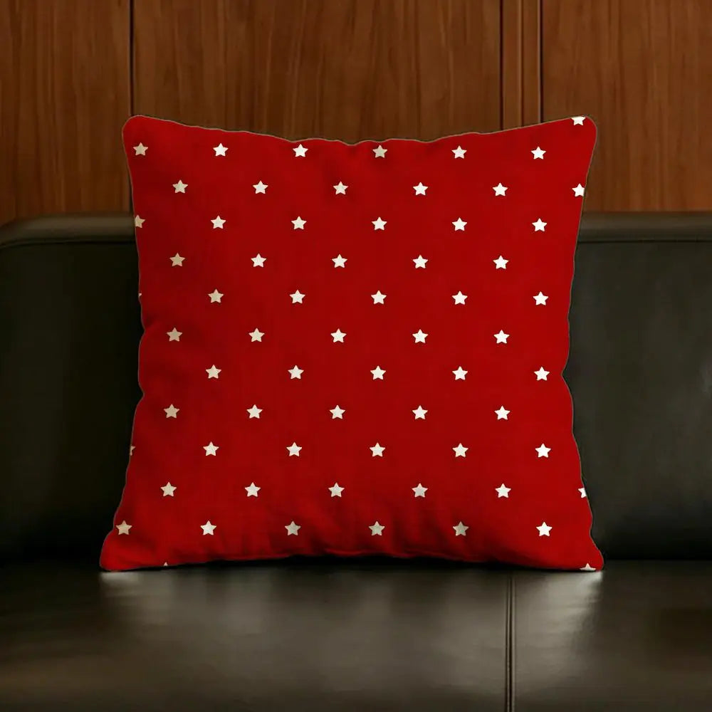 Natural Linen Cushion Covers – Star & Polka Print | 6 Sizes Linen Cushion Cover Axl White6 35X35cm