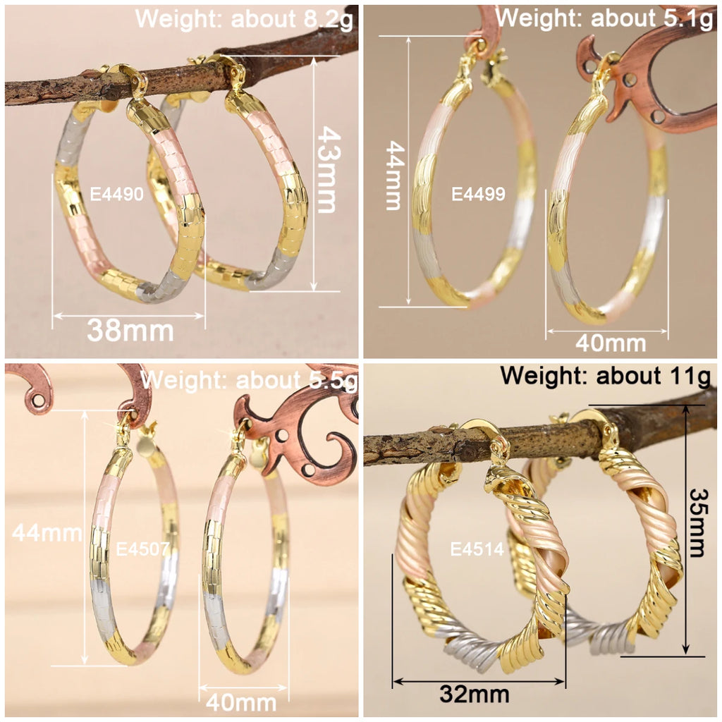 Huitan Three-Tone Metallic Hoop Earrings – Women's Fashion Hoop Earrings Axl