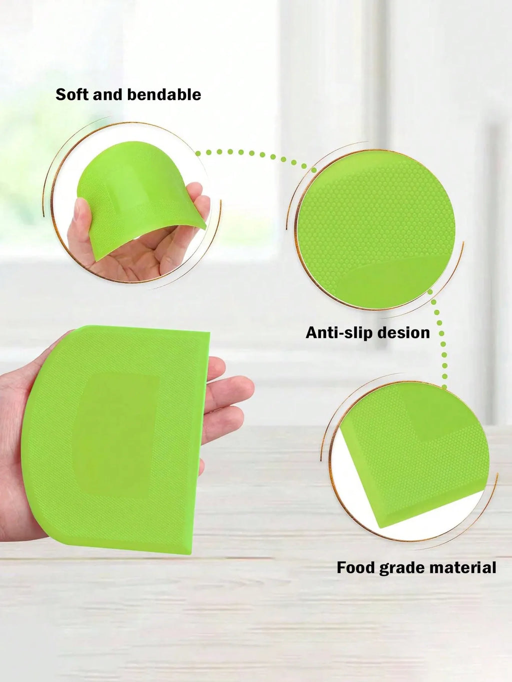 Leeseph 2-Piece Flexible Plastic Dough Scraper & Bowl Cutter Dough Scraper Set Axl