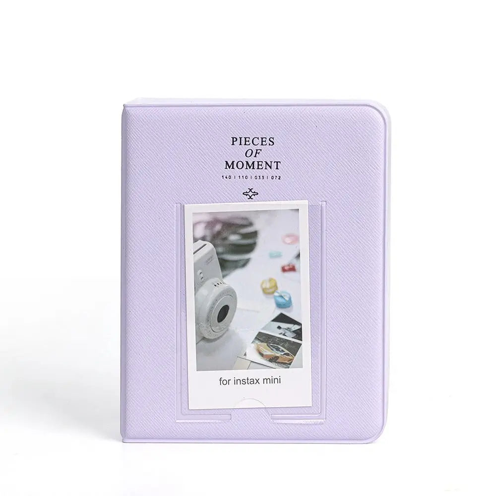 64-Pocket Instax Mini Photo Album – PU Leather 3" Picture Book Instant Photo Album Axl Purple