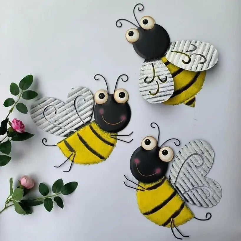 3D Metal Dragonfly & Bee Wall Art – Colorful Garden Sculpture Garden Wall Sculpture Axl