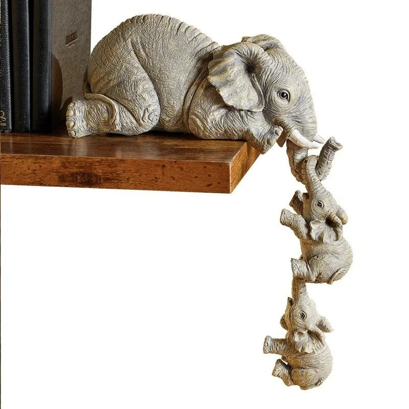 3-Piece Elephant Figurines Set – Resin Animal Home Décor Gift Decorative Figurine Set Axl